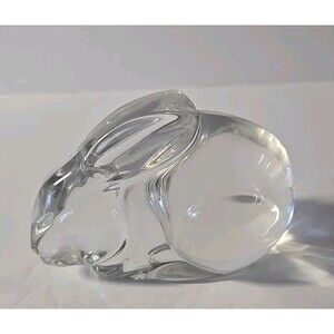 Vintage Val St. Lambert Crystal Bunny Rabbit Paperweight Signed Excellent